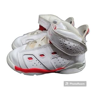 Jordan 6-17-23 White and University Red Toddler Sneakers Size 8C